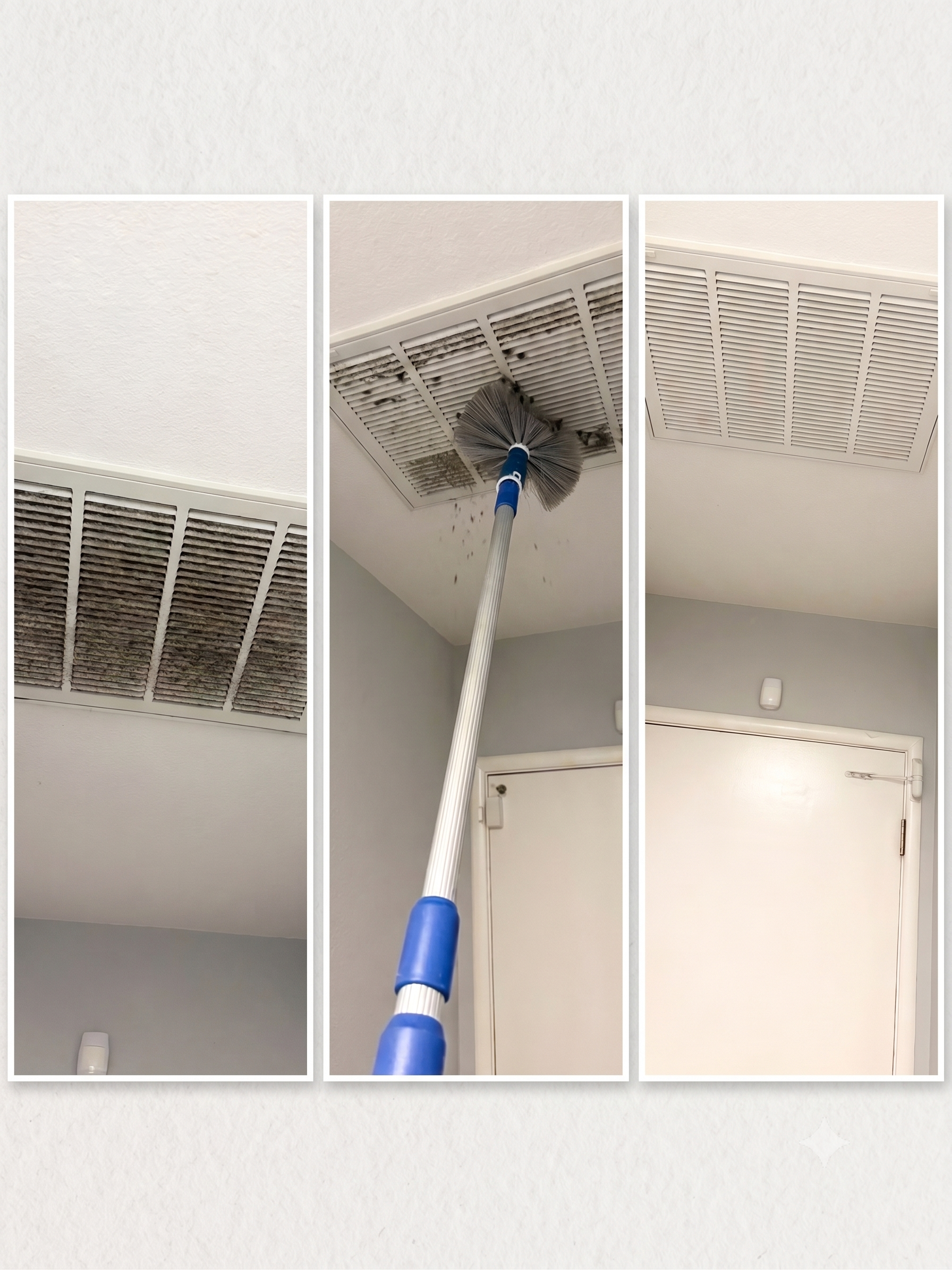 Ceiling vent before and after cleaning
