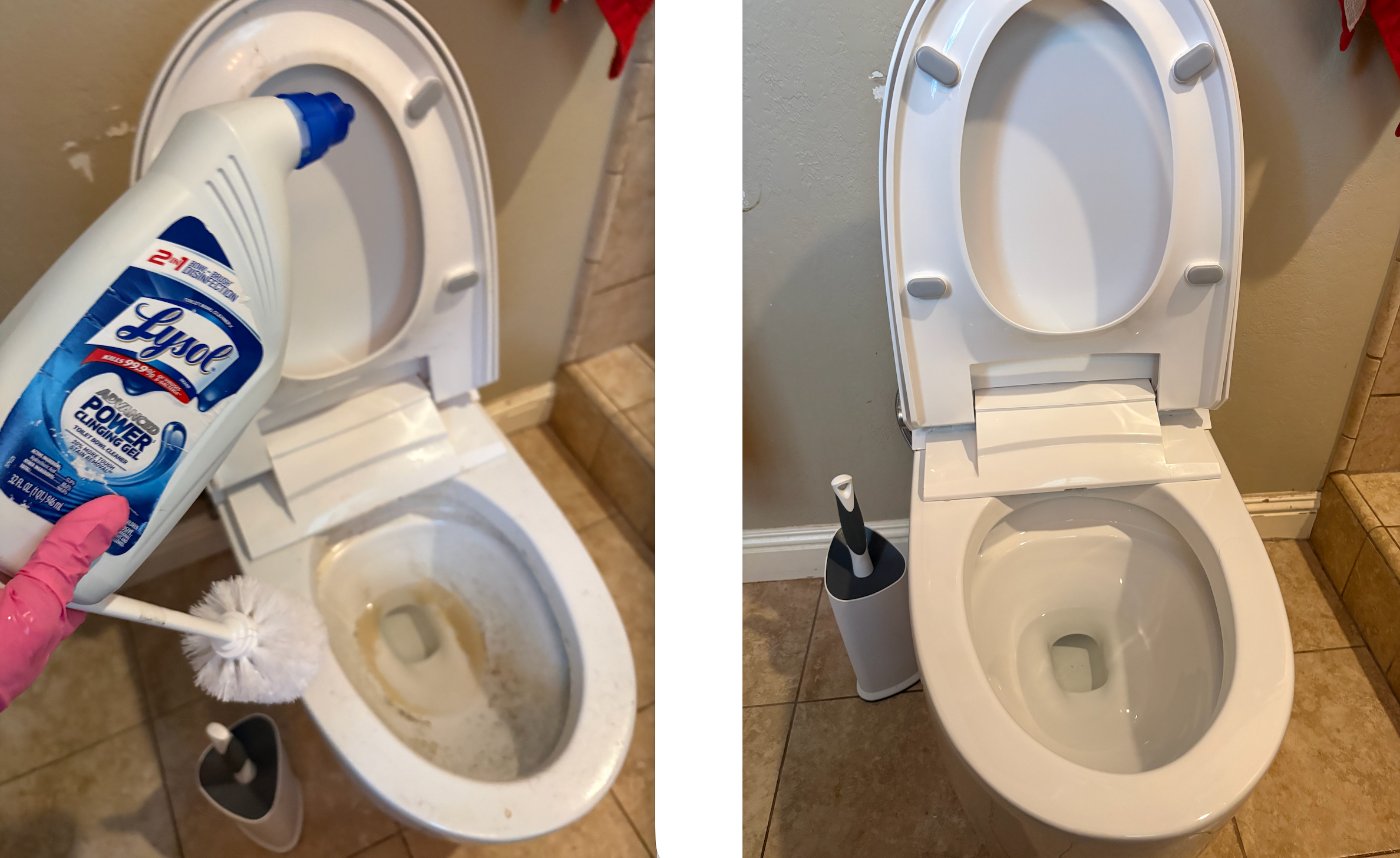 Toilet before and after cleaning